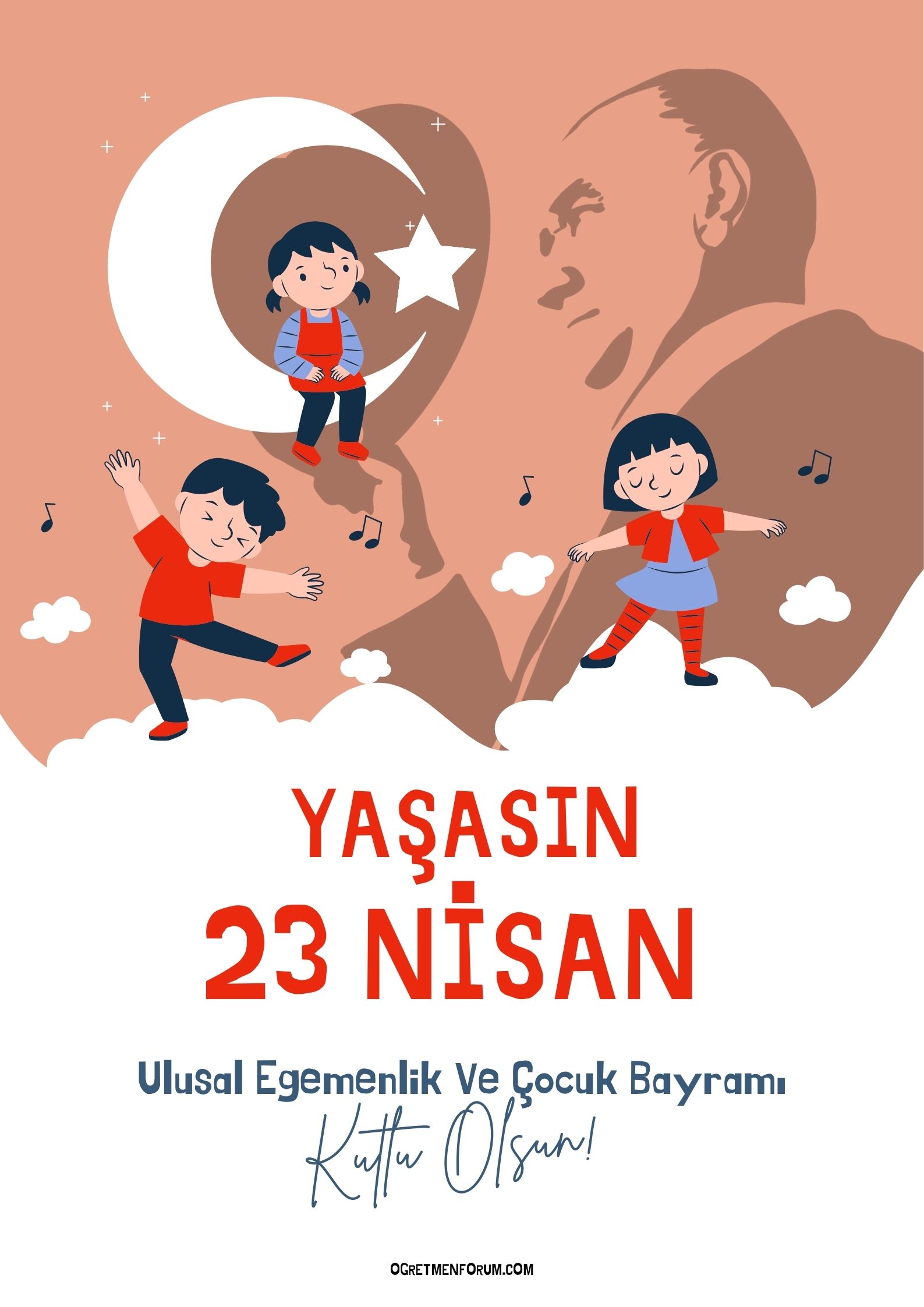 Kırmızı Beyaz Sevimli Neşeli Atatürk 23 Nisan Kutlama Poster Afiş.jpg